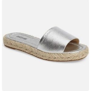 Michael Kors Dempsey MK Silver Espadrille Slides